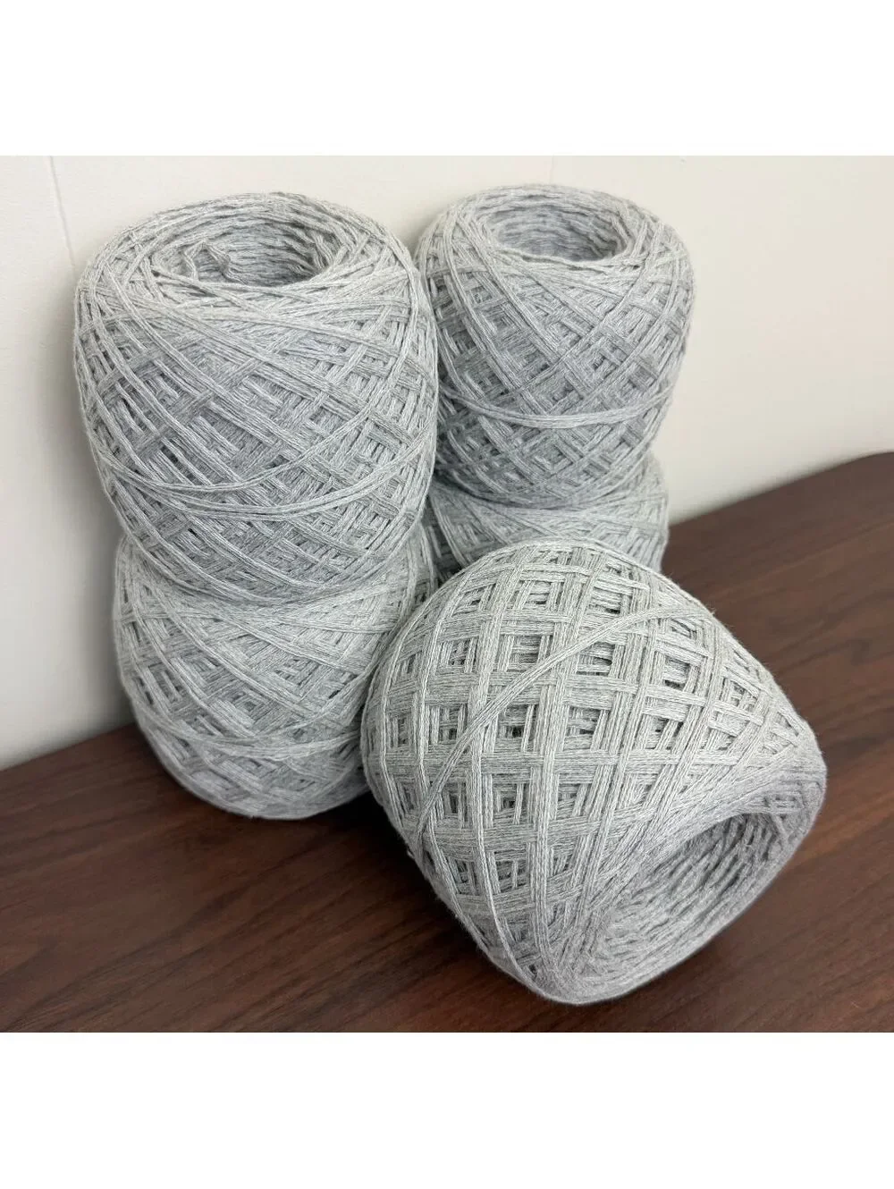 Reclaimed 100% Cotton Worsted Yarn 1512 Yds Light Gray 700g (5 Cakes)